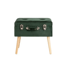Load image into Gallery viewer, 19.69"L Hunter Green Velvet Upholstered Storage Stool