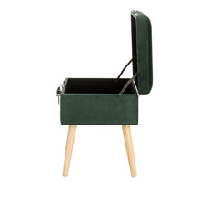 Load image into Gallery viewer, 19.69"L Hunter Green Velvet Upholstered Storage Stool