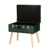 Load image into Gallery viewer, 19.69"L Hunter Green Velvet Upholstered Storage Stool