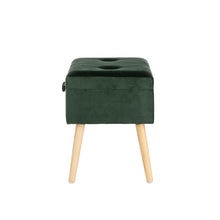 Load image into Gallery viewer, 19.69"L Hunter Green Velvet Upholstered Storage Stool