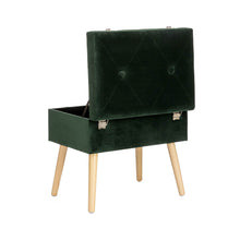 Load image into Gallery viewer, 19.69"L Hunter Green Velvet Upholstered Storage Stool