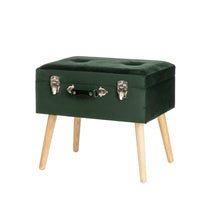 Load image into Gallery viewer, 19.69"L Hunter Green Velvet Upholstered Storage Stool