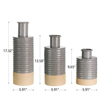 Load image into Gallery viewer, Farmhouse Gray/Brown Two-tone Decorative Metal Vase, Set of 3