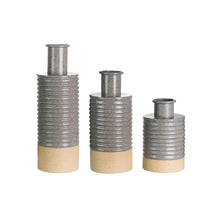 Load image into Gallery viewer, Farmhouse Gray/Brown Two-tone Decorative Metal Vase, Set of 3