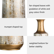 Load image into Gallery viewer, Vintage Gold/White Decorative Metal Vase, Set of 2