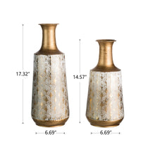 Load image into Gallery viewer, Vintage Gold/White Decorative Metal Vase, Set of 2