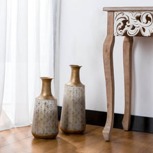 Load image into Gallery viewer, Vintage Gold/White Decorative Metal Vase, Set of 2