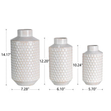 Load image into Gallery viewer, Farmhouse White Decorative Metal Vase, Set of 3