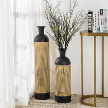 Load image into Gallery viewer, Boho Decorative Gold/Black Floor Metal Vase, Set of 2
