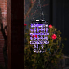 Load image into Gallery viewer, 18.75"H Solar Lighted Transparent Acrylic Jewel Beaded Wind Chime or Chandelier Hanging Décor