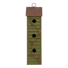 Load image into Gallery viewer, 18"H Green Distressed Solid Wood Window Shutters Birdhouse