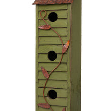 Load image into Gallery viewer, 18"H Green Distressed Solid Wood Window Shutters Birdhouse