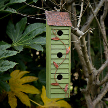 Load image into Gallery viewer, 18"H Green Distressed Solid Wood Window Shutters Birdhouse