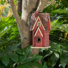 Load image into Gallery viewer, 12"H Red Distressed Solid Wood Cottage Birdhouse
