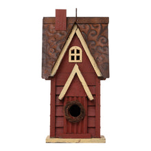 Load image into Gallery viewer, 12"H Red Distressed Solid Wood Cottage Birdhouse