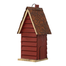 Load image into Gallery viewer, 12"H Red Distressed Solid Wood Cottage Birdhouse