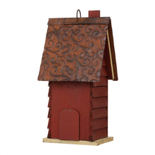 Load image into Gallery viewer, 12"H Red Distressed Solid Wood Cottage Birdhouse