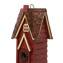 Load image into Gallery viewer, 12"H Red Distressed Solid Wood Cottage Birdhouse