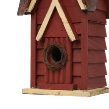 Load image into Gallery viewer, 12"H Red Distressed Solid Wood Cottage Birdhouse