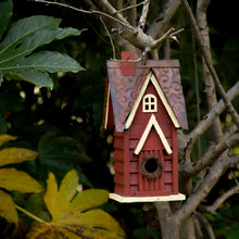 Load image into Gallery viewer, 12"H Red Distressed Solid Wood Cottage Birdhouse