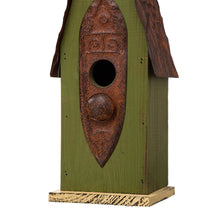 Load image into Gallery viewer, 13.25"H Green Distressed Solid Wood Birdhouse