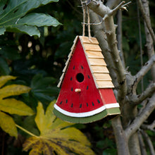 Load image into Gallery viewer, 11"H Distressed Solid Wood Watermelon Birdhouse
