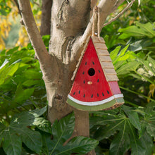 Load image into Gallery viewer, 11"H Distressed Solid Wood Watermelon Birdhouse