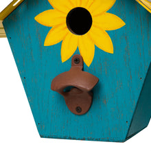 Load image into Gallery viewer, 10.75"L Wood/Metal Light Blue Birdhouse with Licence Plate Roof