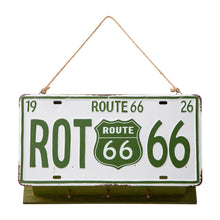 Load image into Gallery viewer, 14"L Wood/Metal Green Birdhouse with Licence Plate Roof