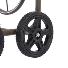 Load image into Gallery viewer, 36"H Gray Steel Garden Hose Reel Cart with Wheels and Steel Basket