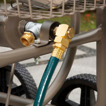 Load image into Gallery viewer, 36"H Gray Steel Garden Hose Reel Cart with Wheels and Steel Basket