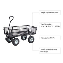Load image into Gallery viewer, Heavy Duty Black Steel Utility Garden Cart, 550 lbs Weight Capacity