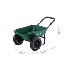 Load image into Gallery viewer, 5-cu ft Green Steel Framed Plastic Garden Dual-Wheel Utility Dump Cart