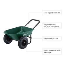 Load image into Gallery viewer, 5-cu ft Green Steel Framed Plastic Garden Dual-Wheel Utility Dump Cart
