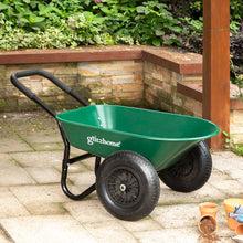 Load image into Gallery viewer, 5-cu ft Green Steel Framed Plastic Garden Dual-Wheel Utility Dump Cart