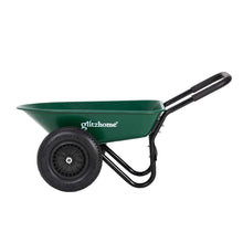 Load image into Gallery viewer, 5-cu ft Green Steel Framed Plastic Garden Dual-Wheel Utility Dump Cart