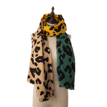 Load image into Gallery viewer, Women Green, Yellow and Beige Leopard Grain Scarf