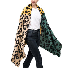 Load image into Gallery viewer, Women Green, Yellow and Beige Leopard Grain Scarf