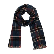 Load image into Gallery viewer, Unisex Oversized Gray, White and Beige Plaid Reversible Scarf with Fringes