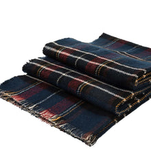 Load image into Gallery viewer, Unisex Oversized Gray, White and Beige Plaid Reversible Scarf with Fringes