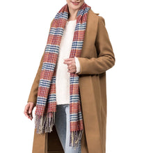 Load image into Gallery viewer, Women Oversized Orange, White and Grey Scarf with Tassels