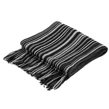 Load image into Gallery viewer, Men's Black and White Striped Scarf with Tassels