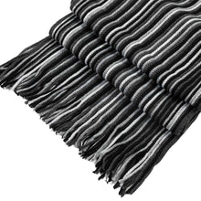 Load image into Gallery viewer, Men's Black and White Striped Scarf with Tassels