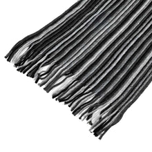 Load image into Gallery viewer, Men's Black and White Striped Scarf with Tassels