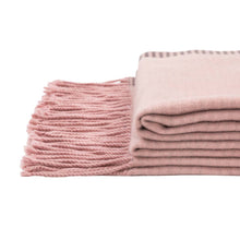 Load image into Gallery viewer, Women Oversized Pink and Brown Striped Reversible Scarf with Tassels