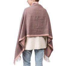 Load image into Gallery viewer, Women Oversized Pink and Brown Striped Reversible Scarf with Tassels