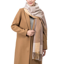 Load image into Gallery viewer, Women Oversized Yellow, Cream and Grey Chevron Grain Scarf with Tassels