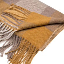 Load image into Gallery viewer, Women Oversized Yellow, Cream and Grey Chevron Grain Scarf with Tassels