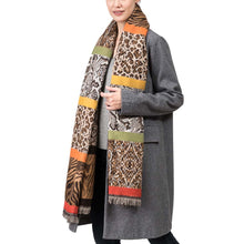 Load image into Gallery viewer, Women Oversized Double Jacquard Leopard Scarf with Tassels