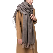 Load image into Gallery viewer, Women Oversized Grey long Scarf with Tassels